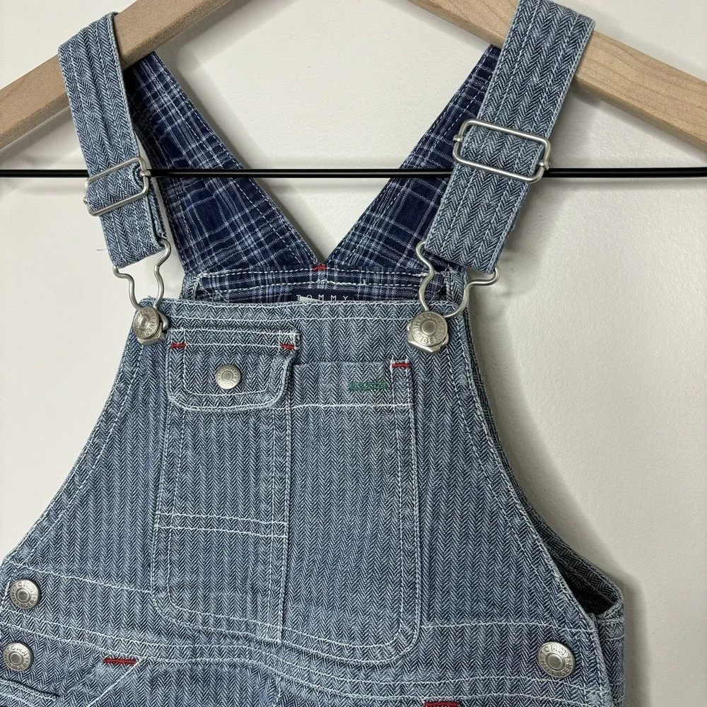 Tommy Hilfiger Bib Denim Overalls 3T Conductor‎ Train Carpenter Vintage Stripe